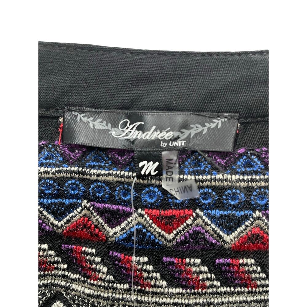 Andree by Unit Black Long Sleeve Blouse With Embroidered Bodice Size Medium NWT - Picture 5 of 8
